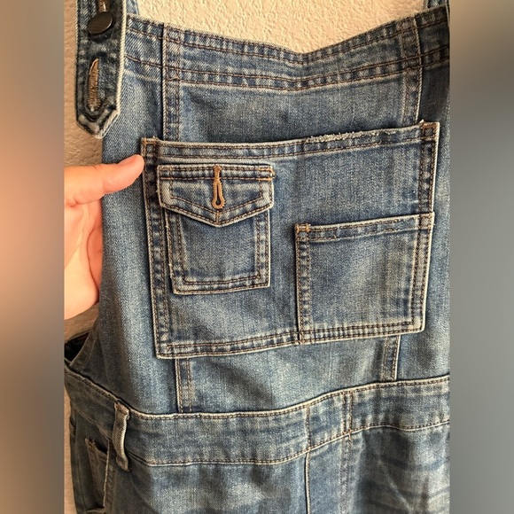 Free People Brady Medium Light Wash Denim Suspender Overalls 27 - Picture 5 of 16
